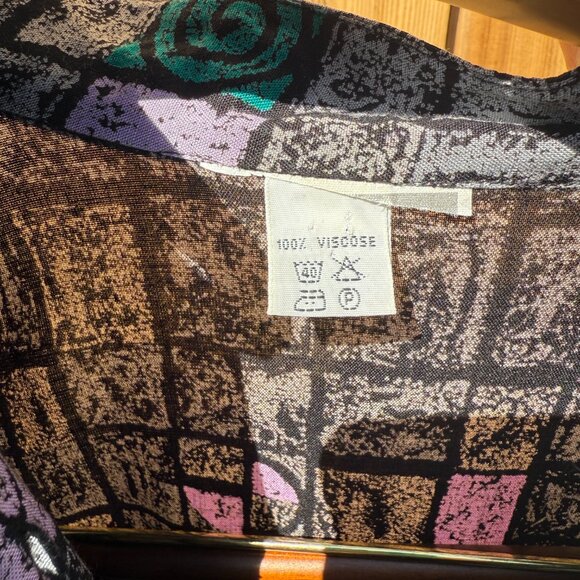 Price FIRM Vintage 80s 90s Grey Abstract Print Button Down Blouse Jacket | S/M - Picture 14 of 16